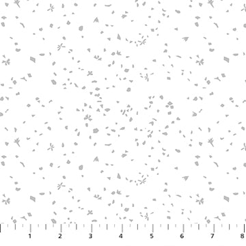 White Gray Petals Flourish Cotton 44"/45" Fabric Per Yard