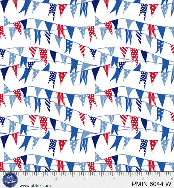 White Patriotic Minis PMIN-6044-W Cotton 44/45 Fabric Per Yard