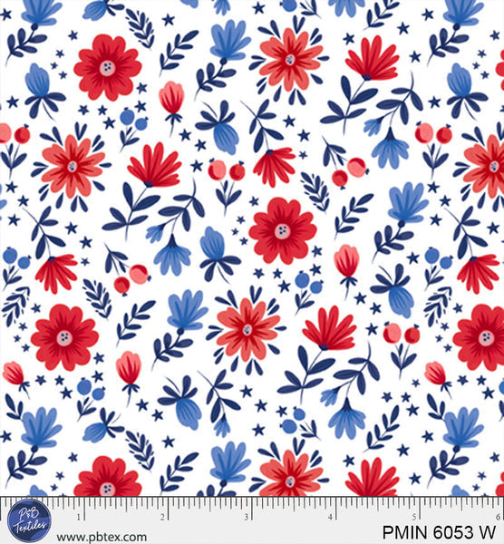 White Patriotic Minis PMIN-6053-W Cotton 44/45 Fabric Per Yard