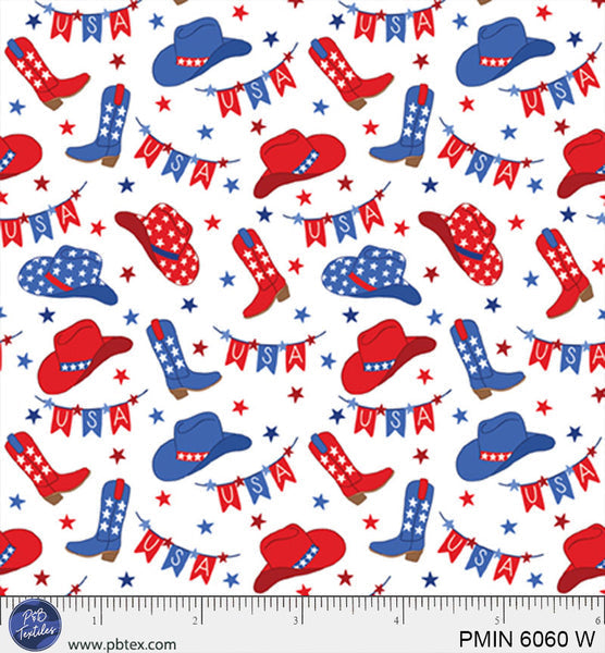 White Patriotic Minis PMIN-6060-W Cotton 44/45 Fabric Per Yard