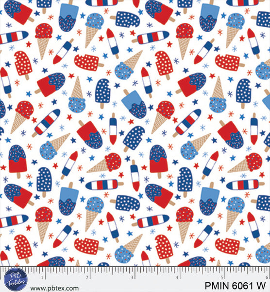 White Patriotic Minis PMIN-6061-W Cotton 44/45 Fabric Per Yard