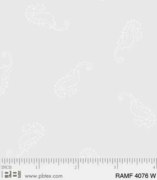 White Seahorses Ramblings Fun 44"/45" Fabric Per Yard