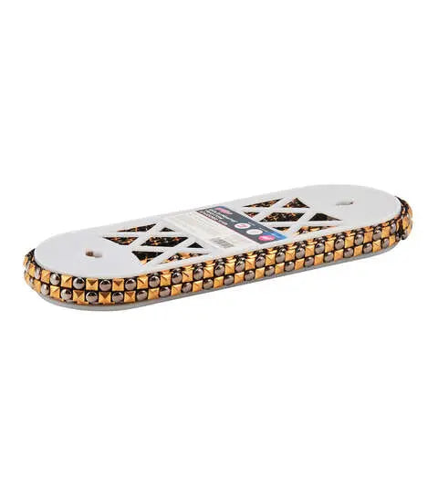Yaya Han Iron on 2 row Studded Trim 0.63'' Gold & Pewter - Per Yard