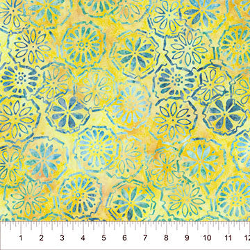 Yellow Medallion Flora 83631-54 Cotton 44/45 Fabric Per Yard