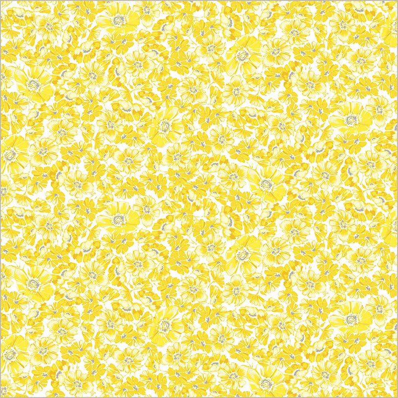 Yellow Verona Allegra Blooms Cotton 44/45 Fabric Per Yard