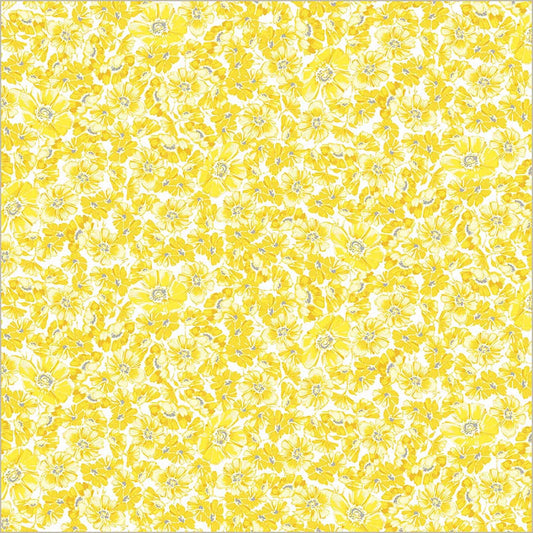 Yellow Verona Allegra Blooms Cotton 44/45 Fabric Per Yard