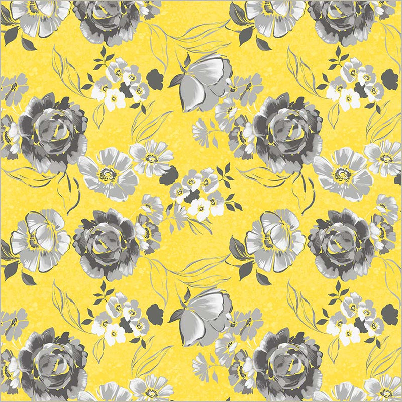 Yellow Verona Fiori Cotton 44/45 Fabric Per Yard