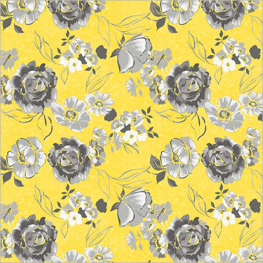 Yellow Verona Fiori Cotton 44/45 Fabric Per Yard