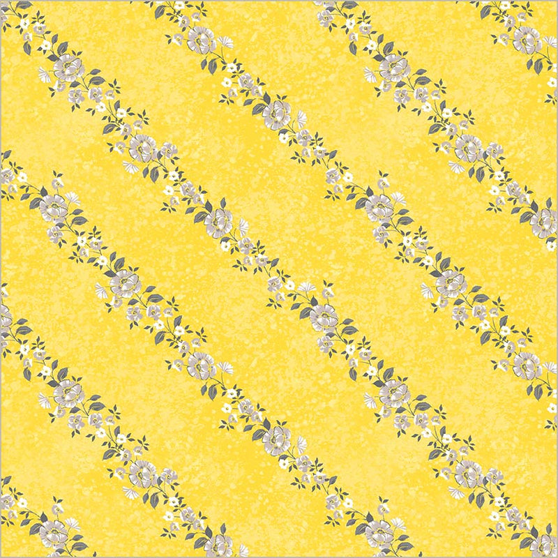 Yellow Verona Verita Vine Cotton 44/45 Fabric Per Yard