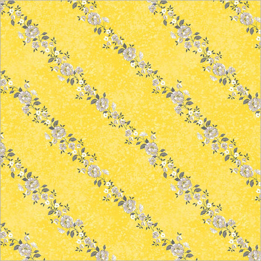 Yellow Verona Verita Vine Cotton 44/45 Fabric Per Yard