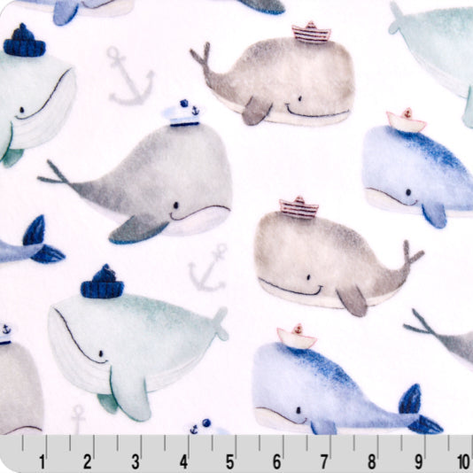 Cloud Cuddle Multi Whale Ahoy 58"/60" Fabric per yard
