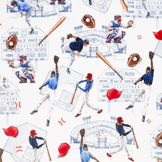 Digital Cuddle Navy Batter Up 58" - 60" Fabric per yard