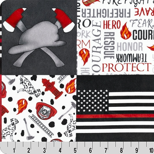 Digital Cuddle Scarlet Firefighter 58" - 60" Fabric per yard