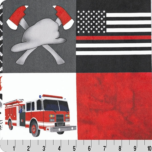 Digital Cuddle Scarlet Firefighter 58" - 60" Fabric per yard