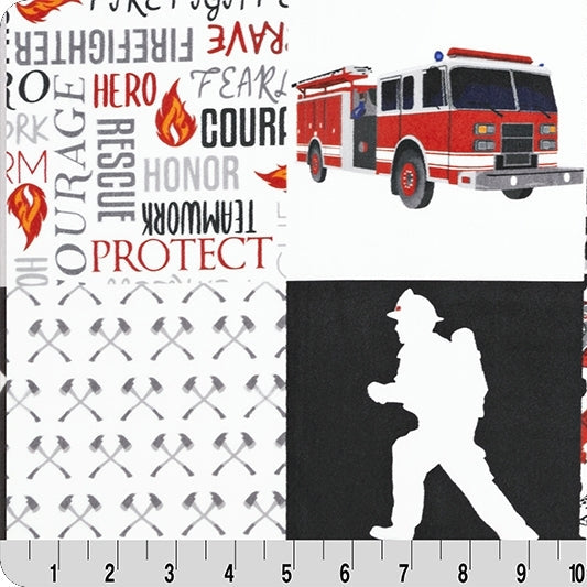 Digital Cuddle Scarlet Firefighter 58" - 60" Fabric per yard