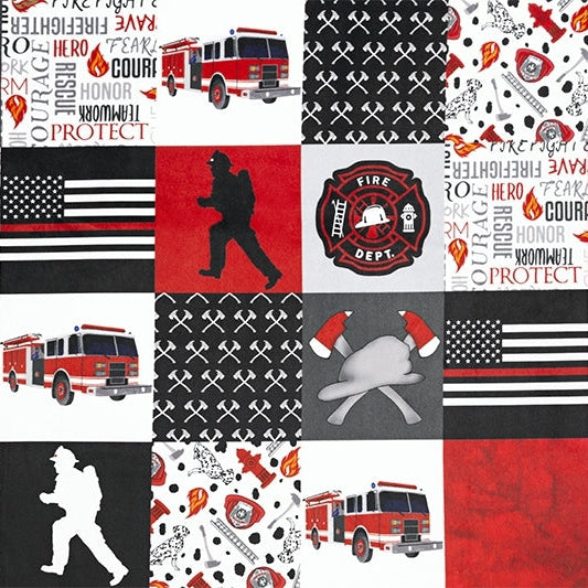Digital Cuddle Scarlet Firefighter 58" - 60" Fabric per yard