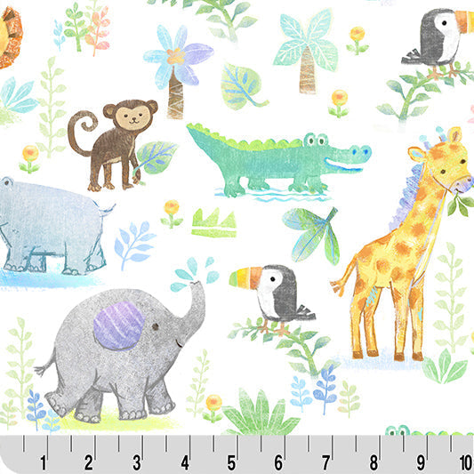 Digital Cuddle Multi Jungle Joy 58" - 60" Fabric per yard