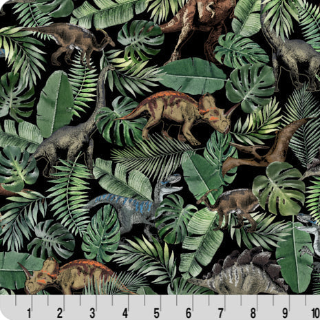 Digital Cuddle Black Jurassic King 58" - 60" Fabric per yard