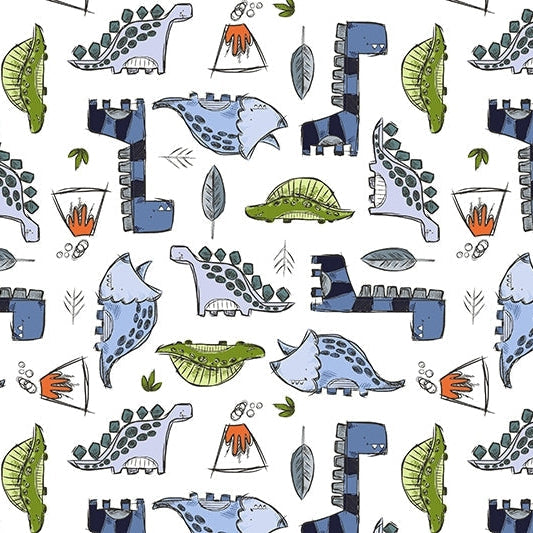 Digital Cuddle Snow Jurassic 58" - 60" Fabric per yard