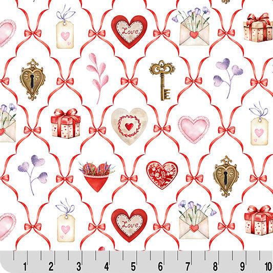 Digital Cuddle Multi Key To My Heart 58" - 60" Fabric per yard