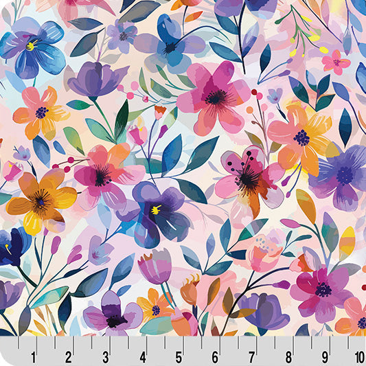 Digital Cuddle Multi Painted Petals 58" - 60" Fabric per yard
