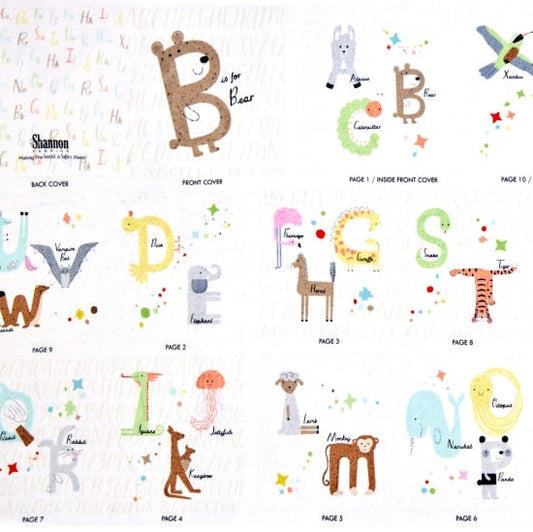 Digital Cuddle Panel Multi B Is For Bear 58" - 60" Fabric per yard