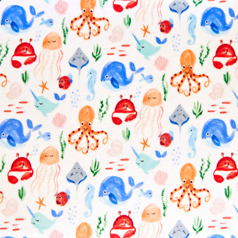 Digital Cuddle Multi Sea Pals 58" - 60" Fabric per yard