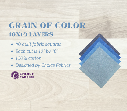 Grain of Color - 10" Squares - Shades of Blue (40 Squares)