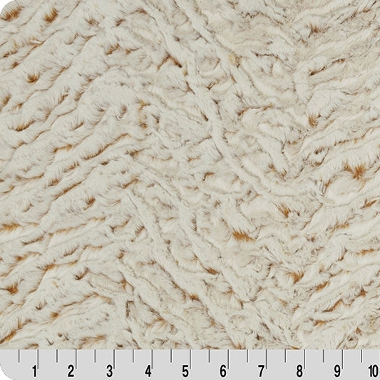 Luxe Cuddle Frosted Zebra Camel 58" - 60" Fabric per yard
