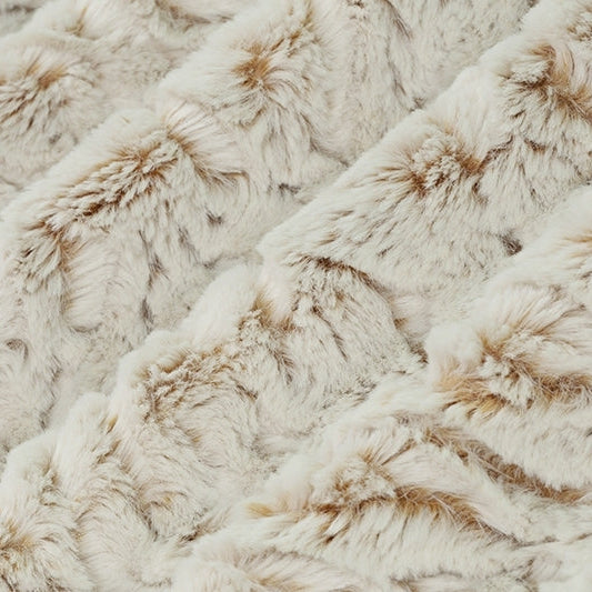 Luxe Cuddle Frosted Zebra Camel 58" - 60" Fabric per yard