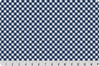 Barely Basics Gingham Quilting Cuddle Navy Fabric Per Yard
