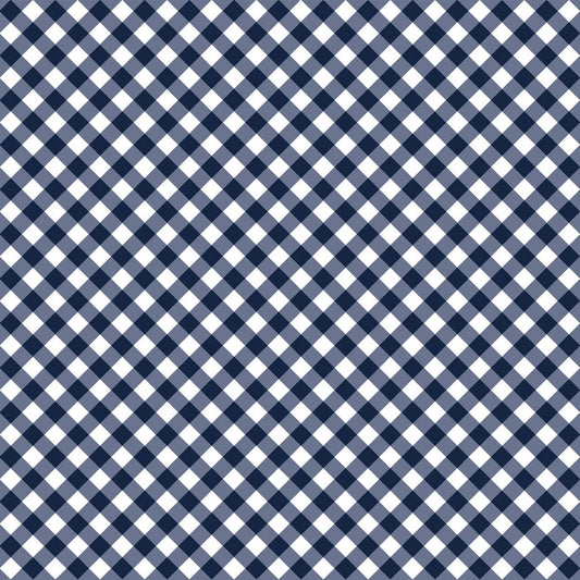 Barely Basics Gingham Quilting Cuddle Navy Fabric Per Yard
