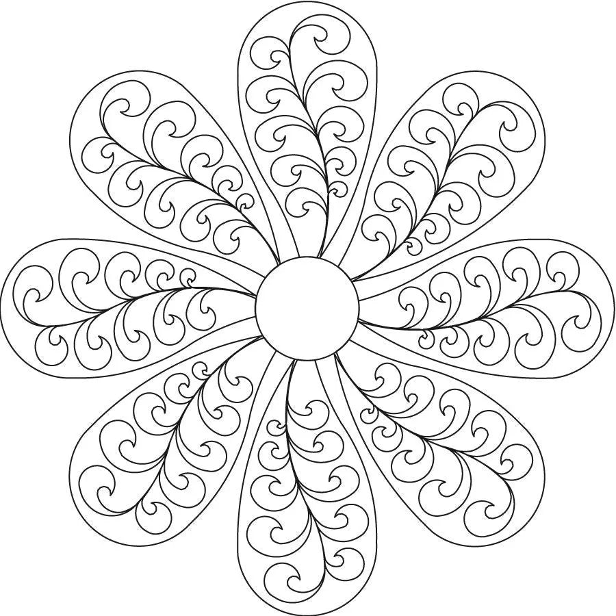 Curley Stemmed Fleather 8 Petal Block