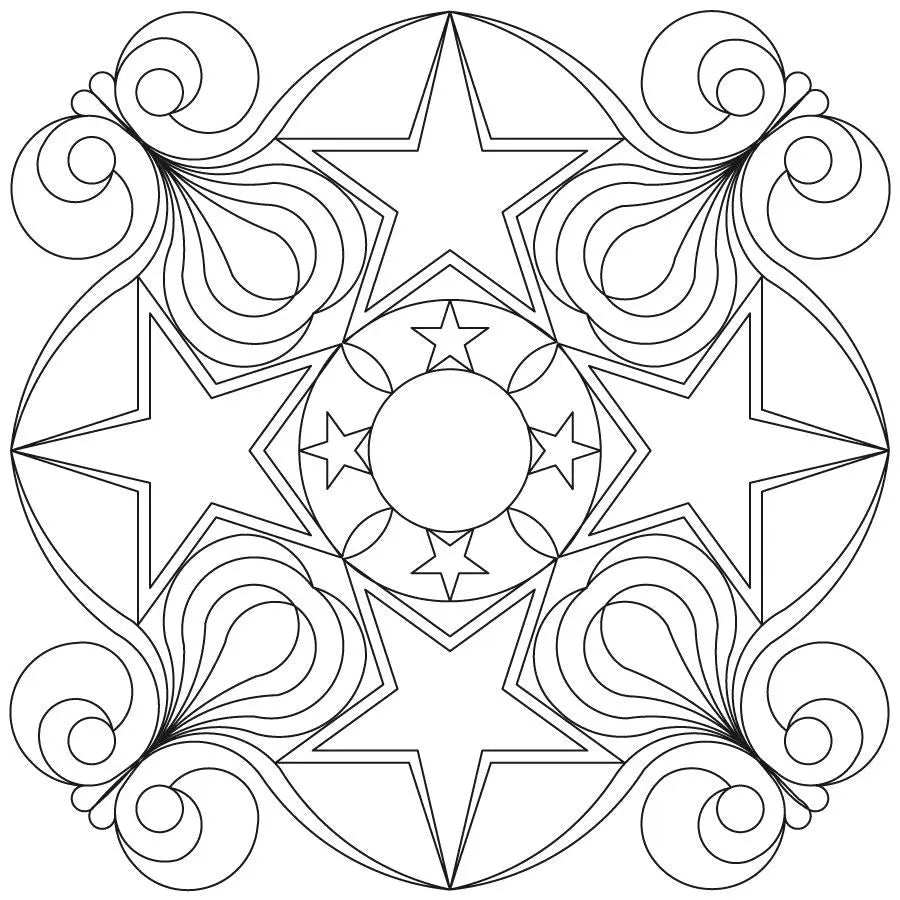 Patriotic Star Block Digital Quilting Design