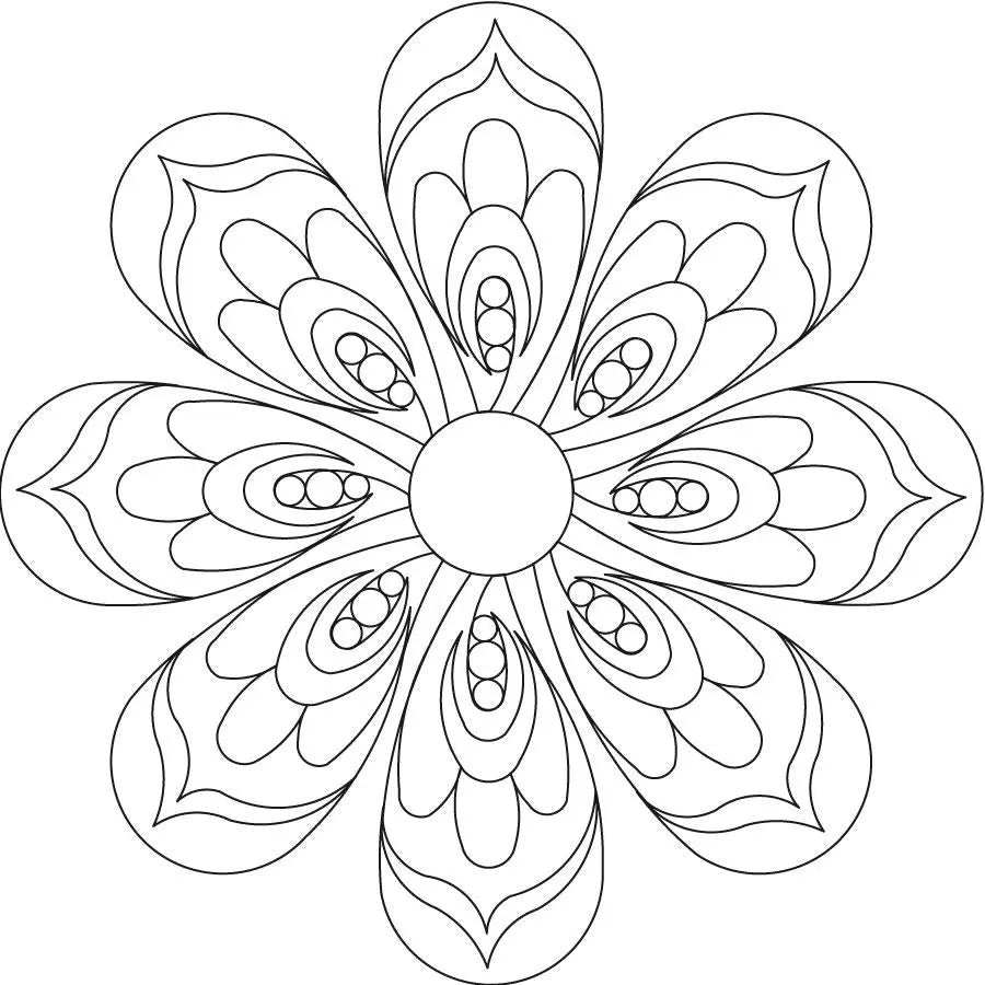 Peacock Fleather 8 Petal Block Digital Quilting Design